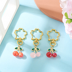 3Pcs Cherry Resin Rhinestone & Glitter Powder Pendants Decoration&nbsp;HJEW-TAC0092