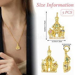 5Pcs Brass Micro Pave Cubic Zirconia Pendants&nbsp;KK-SZ0007-96A