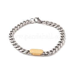 304 Stainless Steel Curb Link  Chain Bracelets for Women Men&nbsp;BJEW-F488-11PG