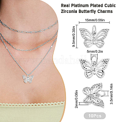 10Pcs Brass Micro Pave Clear Cubic Zirconia Charms&nbsp;ZIRC-BBC0003-77