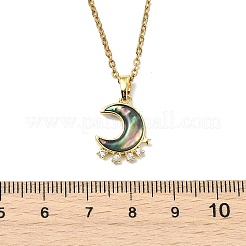 2Pcs 2 Styles Natural Paua Shell with Brass Micro Pave Clear Cubic Zirconia Pendant Necklaces&nbsp;NJEW-JN06078
