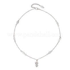 Alloy Flower Pendant Brass Leaf Link Chain Necklaces for Women&nbsp;NJEW-JN05866