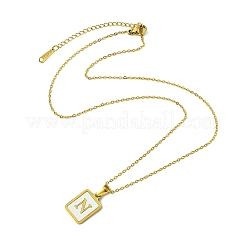 Ion Plating(IP) Rectangle with Initial Letter 304 Stainless Steel Pendant Necklace&nbsp;NJEW-R265-04G-N
