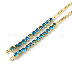 Brass Micro Pave Cubic Zirconia Box Chain Slider Bracelet Makings&nbsp;KK-P233-10G