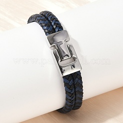 Braided Microfiber Leather Cord Bracelets for Women Men&nbsp;BJEW-D304-17P-01