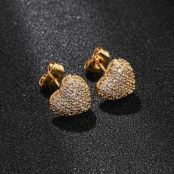 Brass Micro Pave Cubic Zirconia Stud Earrings&nbsp;EJEW-F418-08G