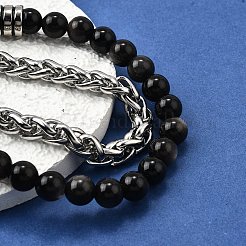 Natural Silver Leaf Jasper Round Beads Multi-strand Bracelets&nbsp;BJEW-D330-02P-07