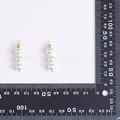 10Pcs Triple Shell Pearl Round Beaded Connector Charms&nbsp;PALLOY-SW00003-10