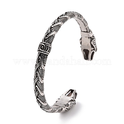 304 Stainless Steel Dragon Open Cuff Bangle for Men Women&nbsp;BJEW-M230-02AS
