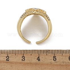 Brass Micro Pave Clear Cubic Zirconia Cuff Rings for Women&nbsp;RJEW-U041-05G