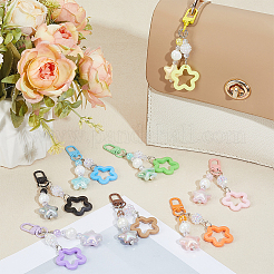 8Pcs 8 Colors Zinc Alloy & Resin Star Pendant Decorations&nbsp;HJEW-BBC0001-26