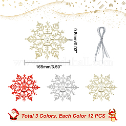 3 Bags 3 Colors Glitter Snowflake Plastic Pendant Decorations&nbsp;AJEW-GA0006-08