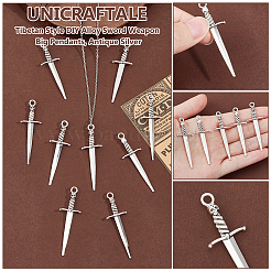 40Pcs Tibetan Style DIY Alloy Sword Weapon Big Pendants&nbsp;FIND-UN0003-13