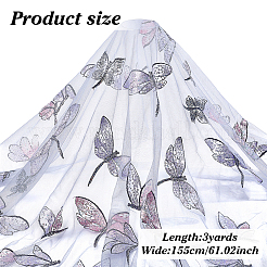 3 Yards Butterfly Pattern Polyester Lace Fabric&nbsp;DIY-ME0002-37