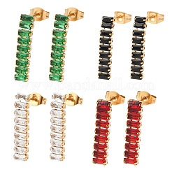 304 Stainless Steel Rectangle Tassel Stud Earrings&nbsp;EJEW-F393-01G