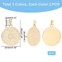 6Pcs 3 Colors Stainless Steel Pendants&nbsp;STAS-DC0007-02