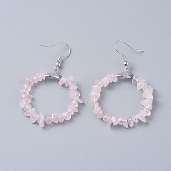 Natural Rose Quartz Dangle Earrings&nbsp;EJEW-E255-D18