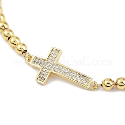 Rack Plating Brass Micro Pave Cubic Zirconia Silder Bracelets&nbsp;BJEW-P341-04G