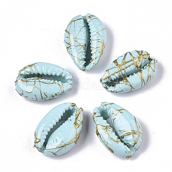 Spray Painted Natural Cowrie Shell Beads&nbsp;X-SSHEL-R047-03-A04