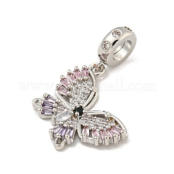 Rack Plating Brass Pave Colorful Cubic Zirconia European Dangle Charms&nbsp;KK-P277-19P