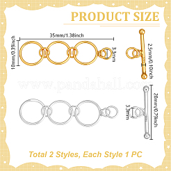 2Pcs 2 Colors 925 Sterling Silver Toggle Clasps&nbsp;STER-GA0001-41