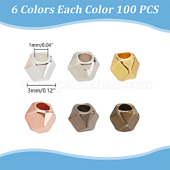 600Pcs 6 Colors Polyhedron Alloy Finding Beads&nbsp;FIND-AR0004-57