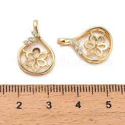 Brass Micro Pave Cubic Zirconia Hollow Teardrop Peg Bails&nbsp;KK-NH0009-09G
