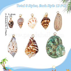 96Pcs 8 Styles Shell Pendants&nbsp;PALLOY-PH01952