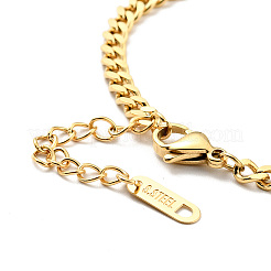 Rhinestone Charms Bracelet with Curb Chains&nbsp;BJEW-P273-01G