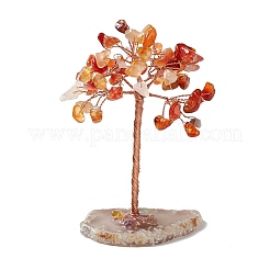Natural Mixed Stone Chips and Natural Agate with Mixed Stone Pedestal Display Decorations&nbsp;DJEW-G027-09RG