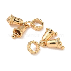Brass Double Christmas Bell European Dangle Charms&nbsp;KK-H526-09G