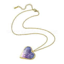 304 Stainless Steel Enamel Heart Pendant Cable Chain Necklaces&nbsp;NJEW-JN05163