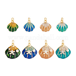 8Pcs 8 Styles Brass Enamel Charms&nbsp;KK-PH0014-08