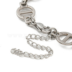 Non-Tarnish 304 Stainless Steel Flat Round Link Chains Bracelets for Men & Women&nbsp;BJEW-D042-01P