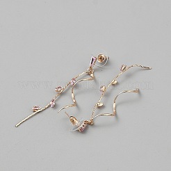 Brass Micro Pave Cubic Zirconia Dangle Stud Earrings&nbsp;EJEW-WH0004-192KCG