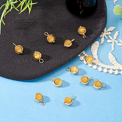 12Pcs Brass & Glass Imitation Cat Eye Round Charms&nbsp;PALLOY-TAC0237-02