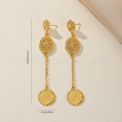 Hollow Flower with Coin Brass Tassel Stud Earrings&nbsp;VS6437