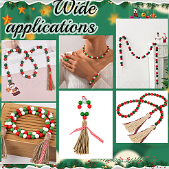 Christmas Theme 5 Strands Spray Painted Natural Wood Beads Strands&nbsp;WOOD-SP0001-02A