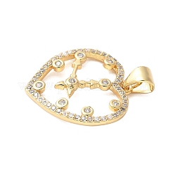 Brass Micro Pave Cubic Zirconia Pendants&nbsp;KK-D357-10B-G