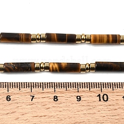 Natural Tiger Eye & Synthetic Non-magnetic Hematite Column Beaded Necklaces with 304 Stainless Steel End Chains&nbsp;NJEW-K301-01B