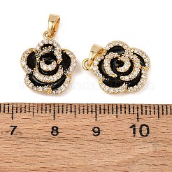 Brass Micro Pave Clear Cubic Zirconia Enamel Pendants&nbsp;KK-G543-08G-02