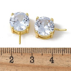 Brass Micro Pave Cubic Zirconia Pendants Bails&nbsp;KK-D324-01G