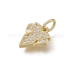 Brass Micro Pave Clear Cubic Zirconia Charms&nbsp;CU-L001-04G