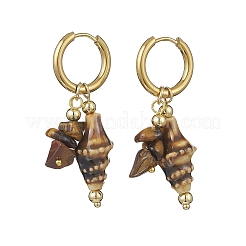 Brass Shell Shape Hoop Earrings&nbsp;EJEW-JE06747-02