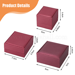 3Pcs 3 Styles PU Leather Jewelry Storage Boxes Sets with Velvet Inside&nbsp;CON-DC0001-05
