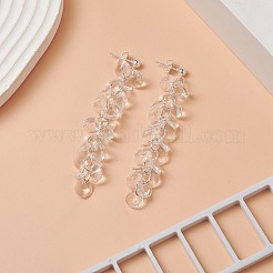 Glass Disc Beaded Tassel Dangle Stud Earrings&nbsp;EJEW-TA00214