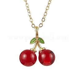 Cherry Lampwork Pendant Necklaces & Heart Link Bracelets Sets&nbsp;SJEW-JS01299