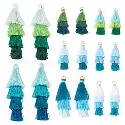 16Pcs 8 Styles Polycotton(Polyester Cotton) Tassel Pendant Decorations&nbsp;FIND-TA0009-19