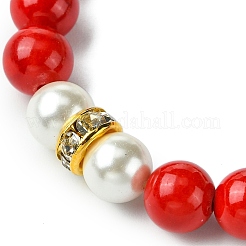 Valentine's Day Natural Dyed Mashan Jade Beaded Stretch Bracelets for Women&nbsp;BJEW-TA00575