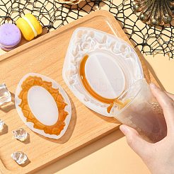 2Pcs 2 Styles Vintage Relief Pattern Oval Photo Frame Silicone Molds&nbsp;ST-CJ0043-066